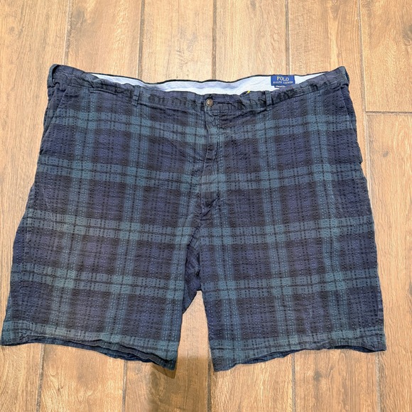 Polo Ralph Lauren Other - Polo Ralph Lauren Mens 50 Plaid Seersucker Shorts Stretch Classic Fit Navy Green